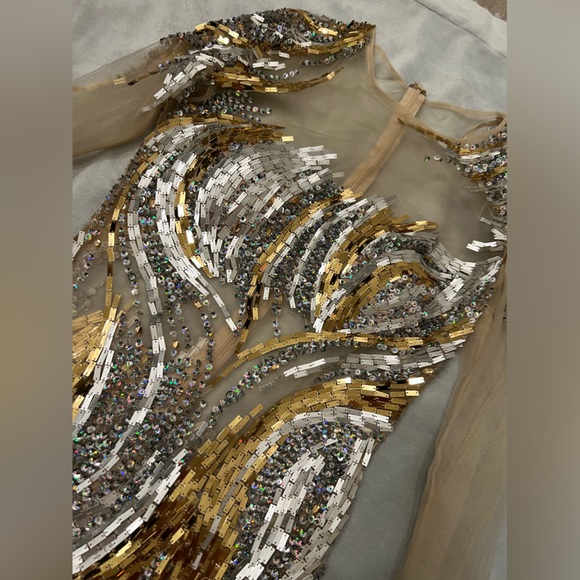 Jovani - chromed Long Sleeve Illusion Scoop Neck Sheath Dress - Picture 9 of 12